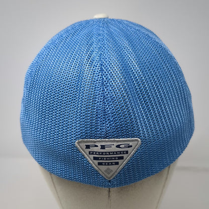 Columbia PFG Baseball Cap White Blue One Size Mesh Back Fishing Stretch Fit Hat