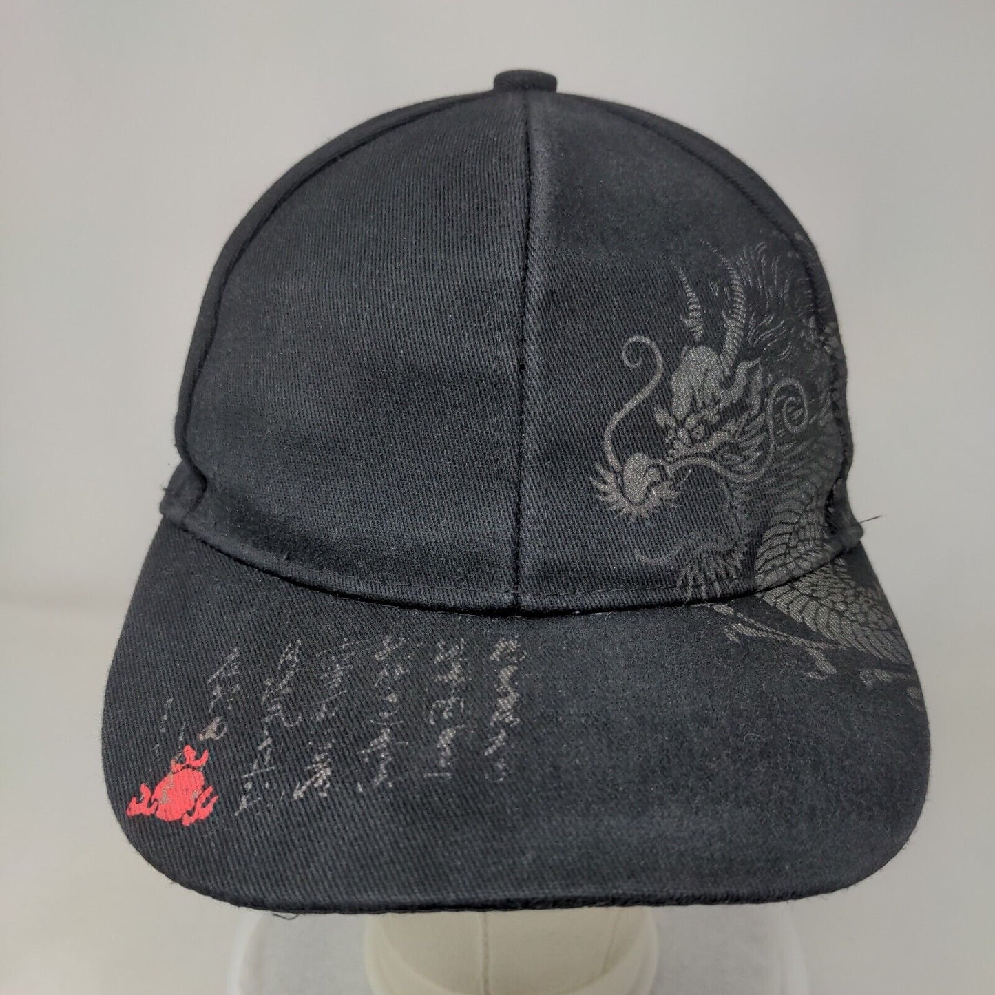 Chinese Dragon Slideback Hat Black One Size Adjustable Graphic Print 6 Panel