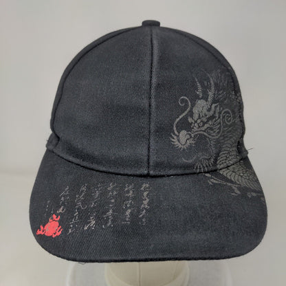 Chinese Dragon Slideback Hat Black One Size Adjustable Graphic Print 6 Panel
