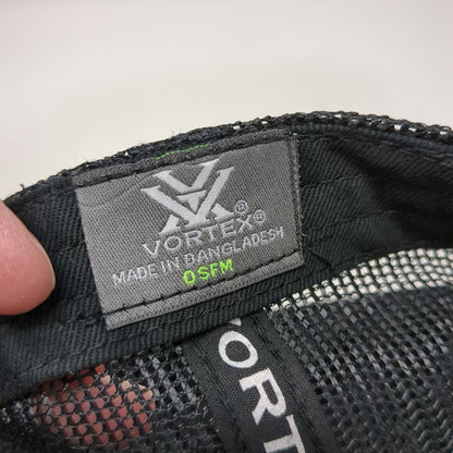 Vortex Trucker Hat Black One Size Mesh Back Snapback Logo Hunting Shooting Cap