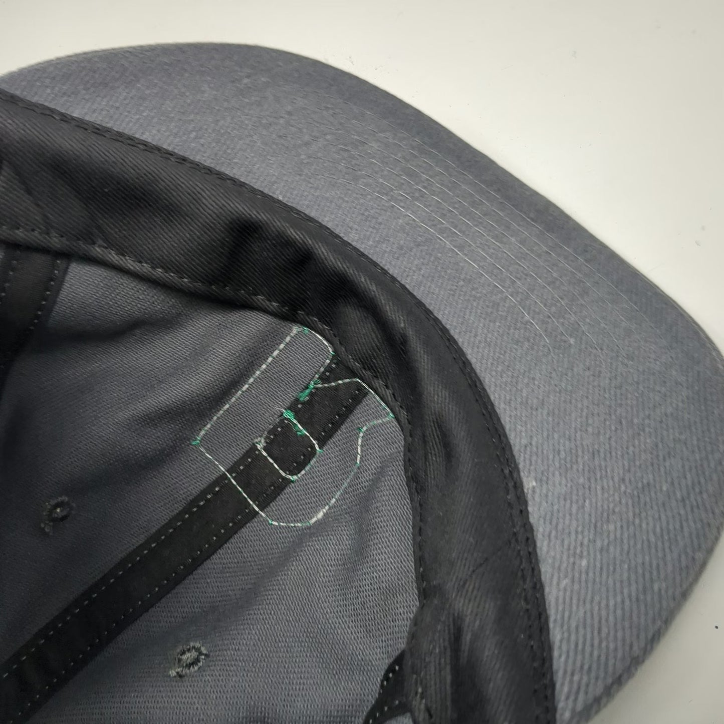 Baseball Cap Gray One Size Made in USA Slideback Green Felt Letter R 6-Panel Hat