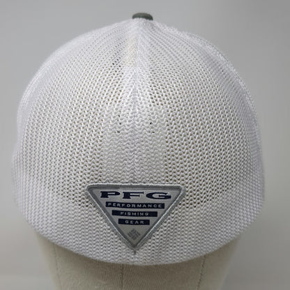 Columbia Baseball Cap Gray XL Mesh Back Fish Flag PFG Performance Fishing Hat