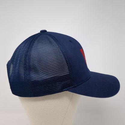 V Snapback Trucker Hat Blue OS Adjustable 110 Flexfit Mesh Back Port Authority