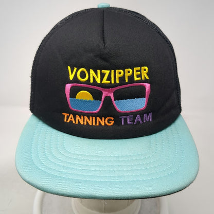 VonZipper Trucker Hat Black Blue One Size Tanning Team Sunglasses Snapback Mesh