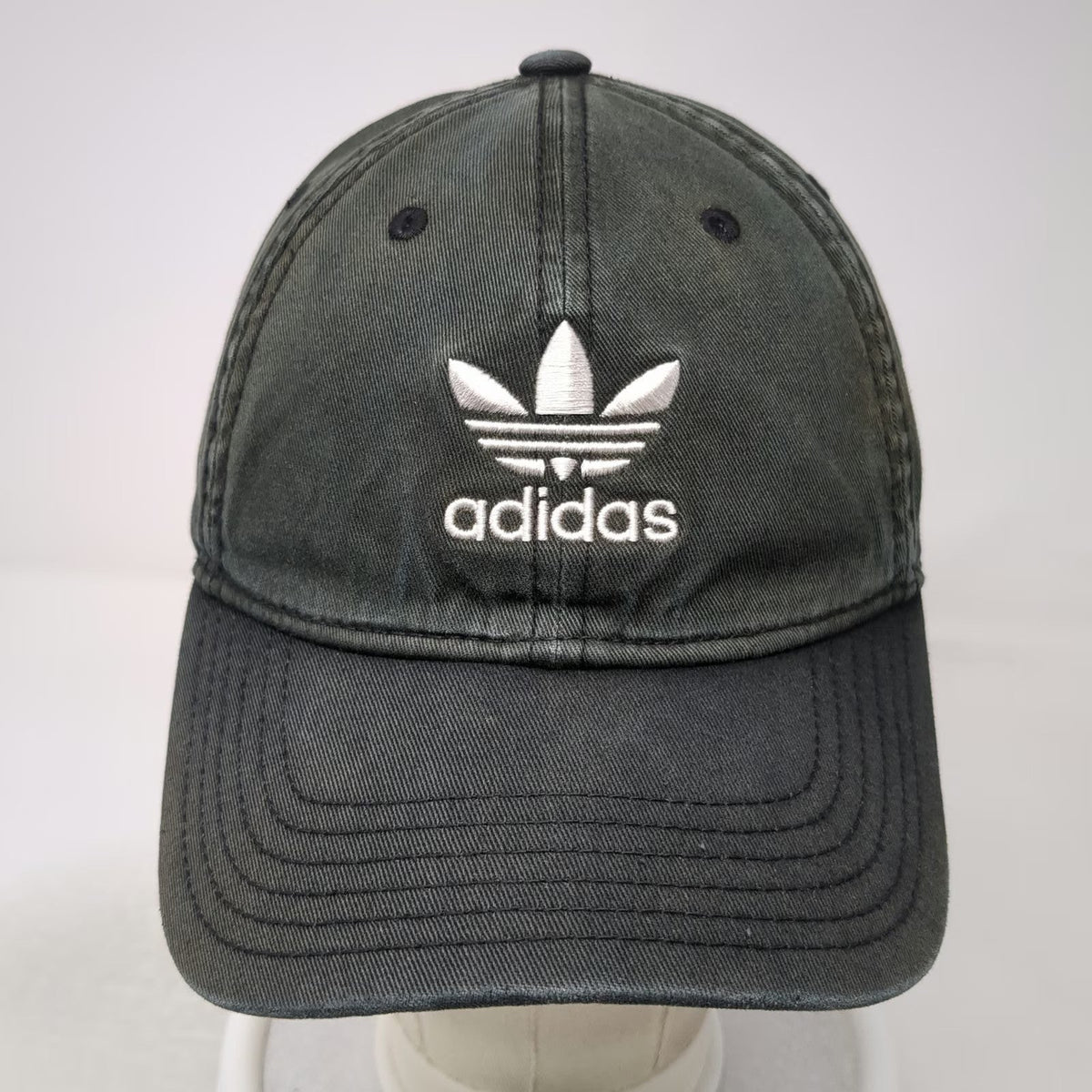 Adidas Baseball Cap Green One Size Trefoil Logo Slideback Washed Cotton Hat