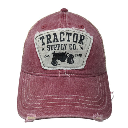 Tractor Supply Co. Snapback Trucker Hat Red OSFM Mesh Back 6 Panel Distressed