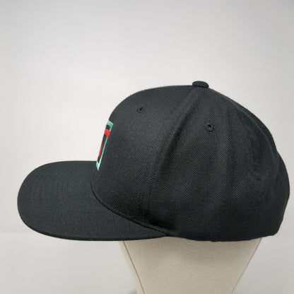 Yupoong Snapback Hat Black One Size Adjustable Solid Embroidered Logo