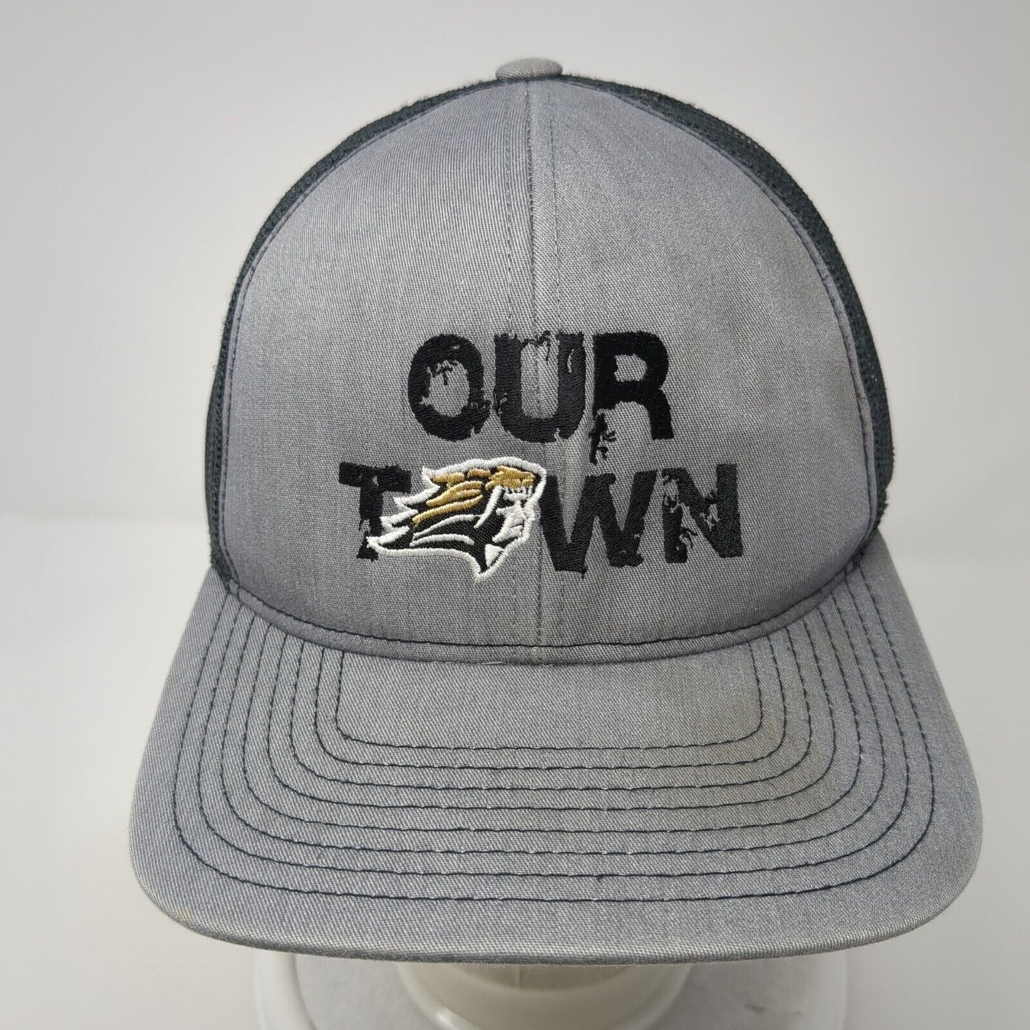 Our Town Snapback Trucker Hat Gray OS Adjustable Mesh Back Pacific Headwear