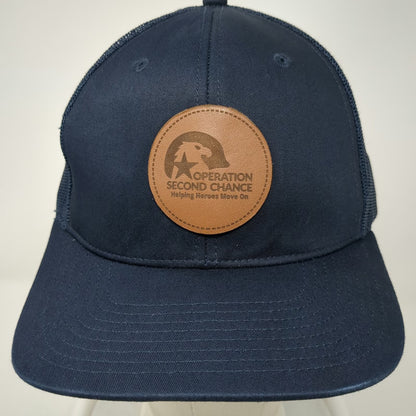 Richardson Trucker Hat Blue One Size Operation Second Chance Leather Mesh Patch