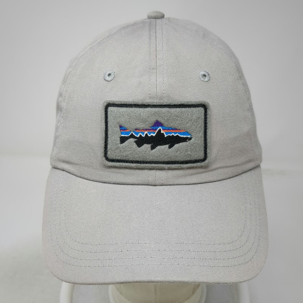 Patagonia Baseball Cap Gray One Size Trout Patch Hat Slideback Adjustable Canvas