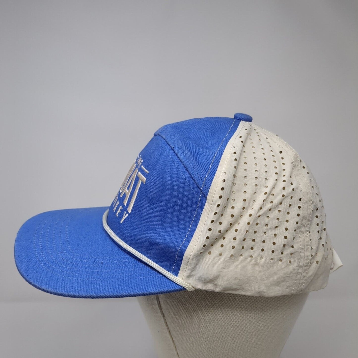 The Boat Monkey Snapback Hat Blue OS Adjustable Embroidered Breathable Rope