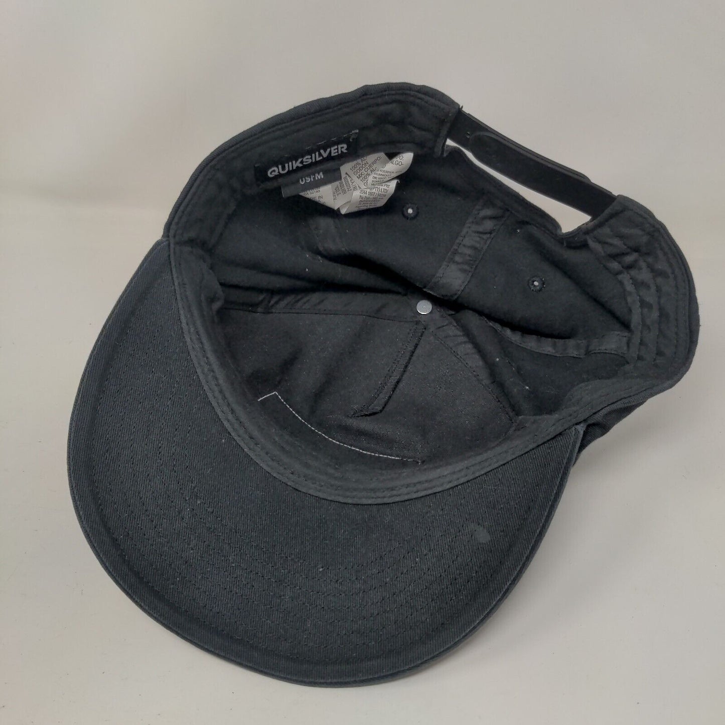 Quiksilver Flag Patch Snapback Hat Black OSFM Adjustable Vent Holes