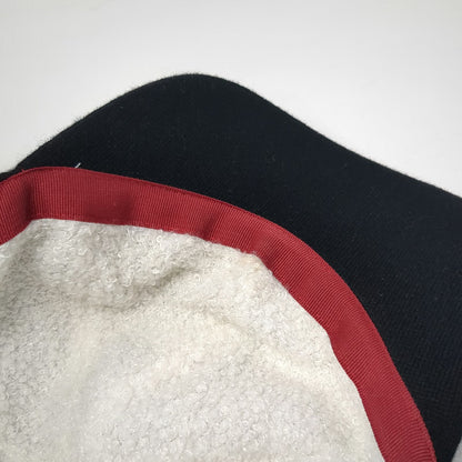 Quince Baseball Cap Black XS/S Cashmere Knit Sherpa Lined Leather Strap Hat