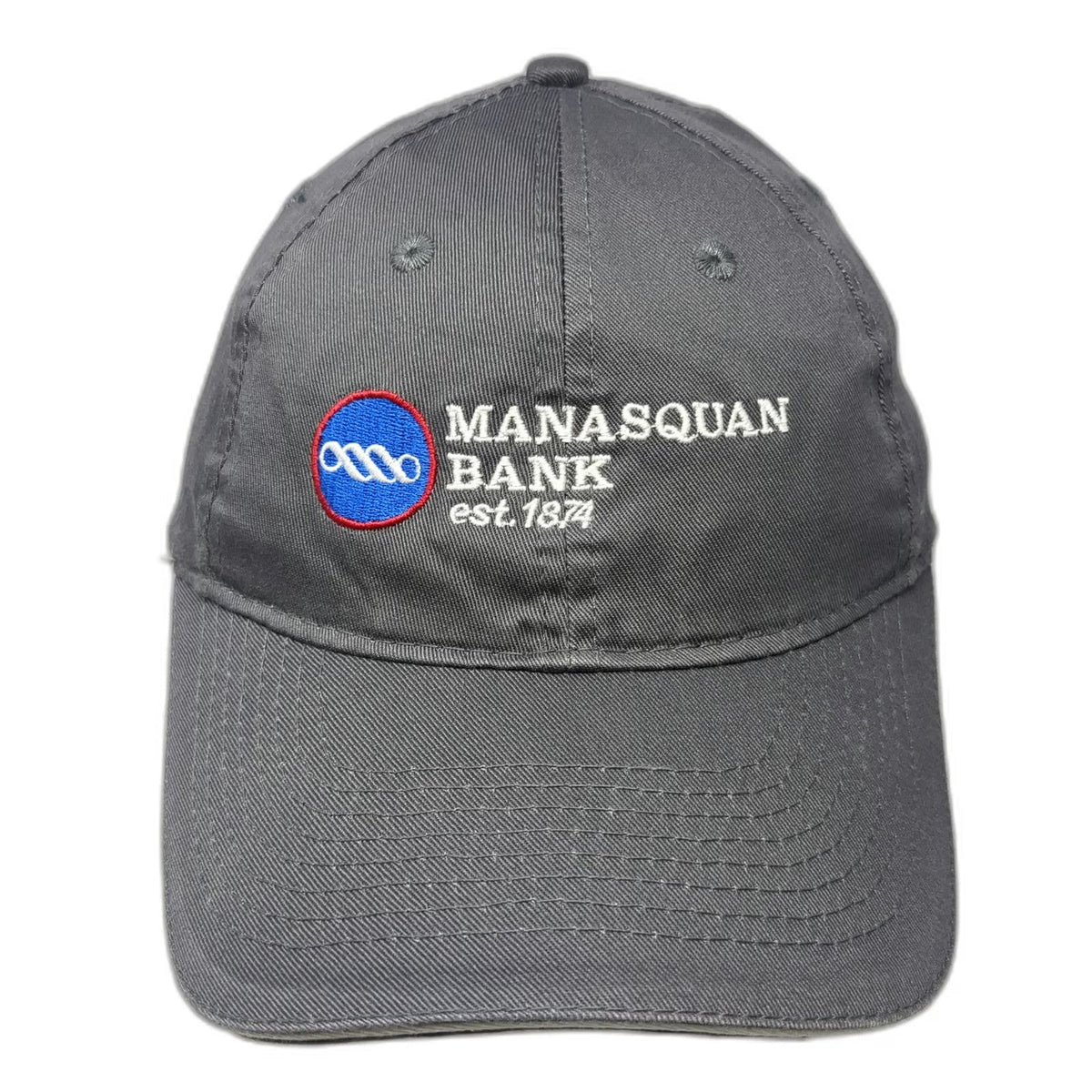 Port & Company Manasquan Bank Hat Gray OSFM Baseball Cap Strapback Piping Logo