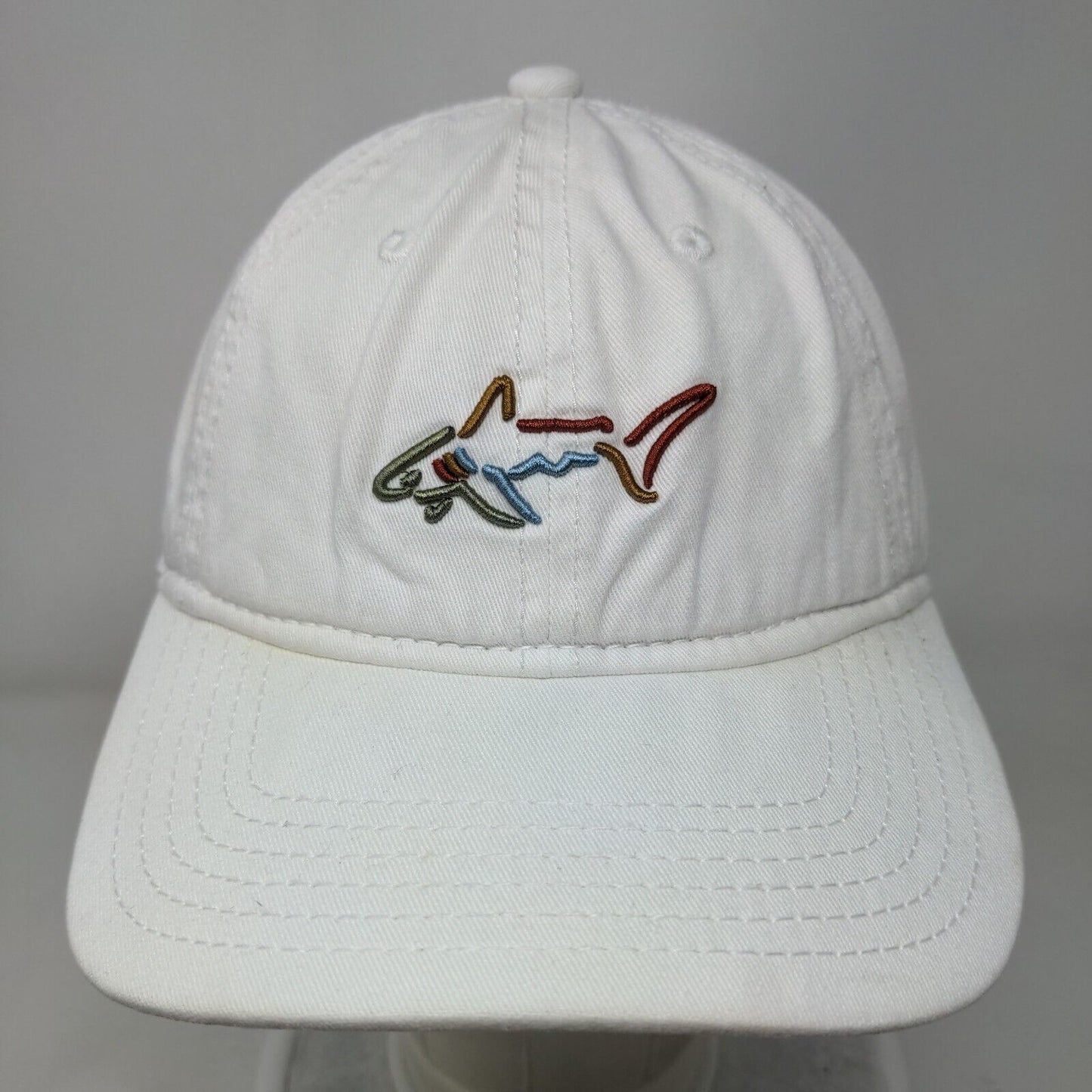 Greg Norman Tasso Elba Strapback Hat White One Size Adjustable Embroidered