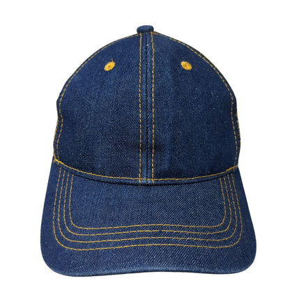 David and Young Strapback Trucker Hat Blue One Size Adjustable Mesh Back Denim