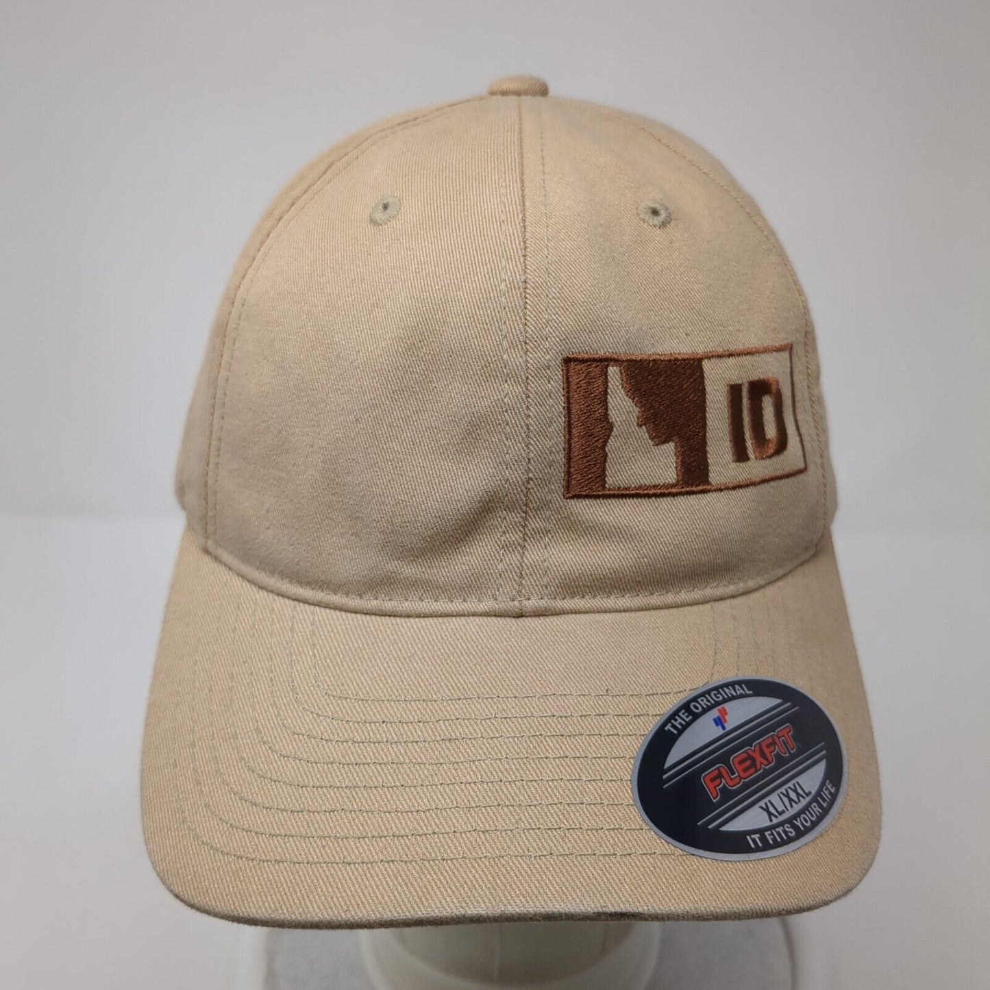 Idaho Fitted Hat Tan XL-XXL Solid Embroidered Stretch Flexfit Yupoong