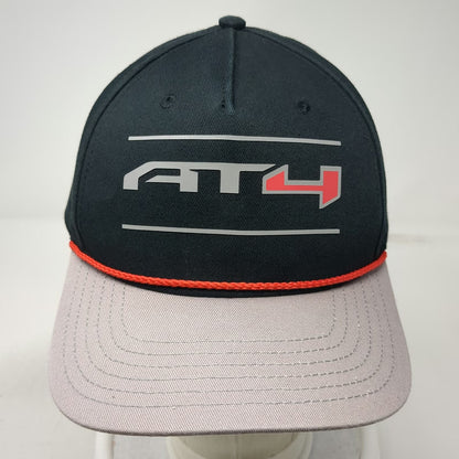GMC AT4 5 Panel Black Hat One Size Snapback Rope Cotton Gray Brim Logo Graphic