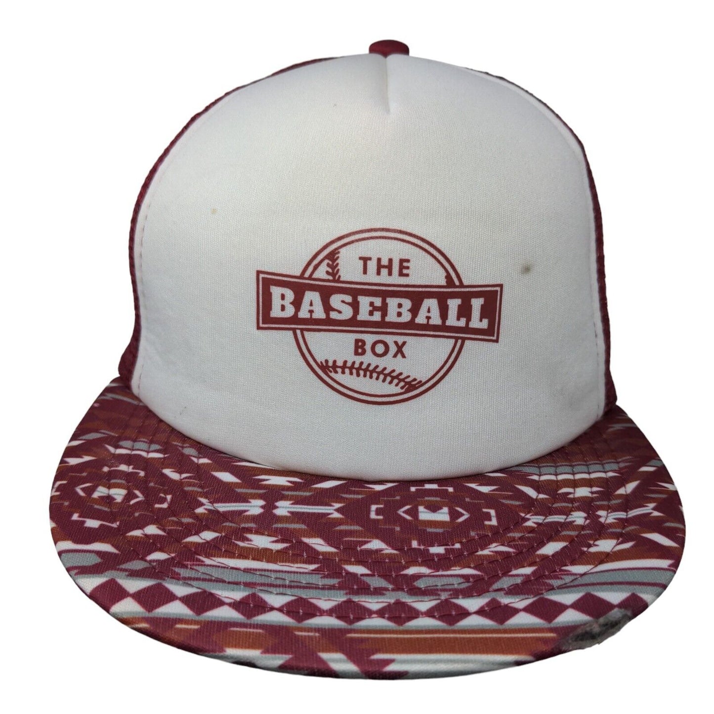 The Baseball Box Snapback Mesh Back Trucker Hat Red OSFA Geometric