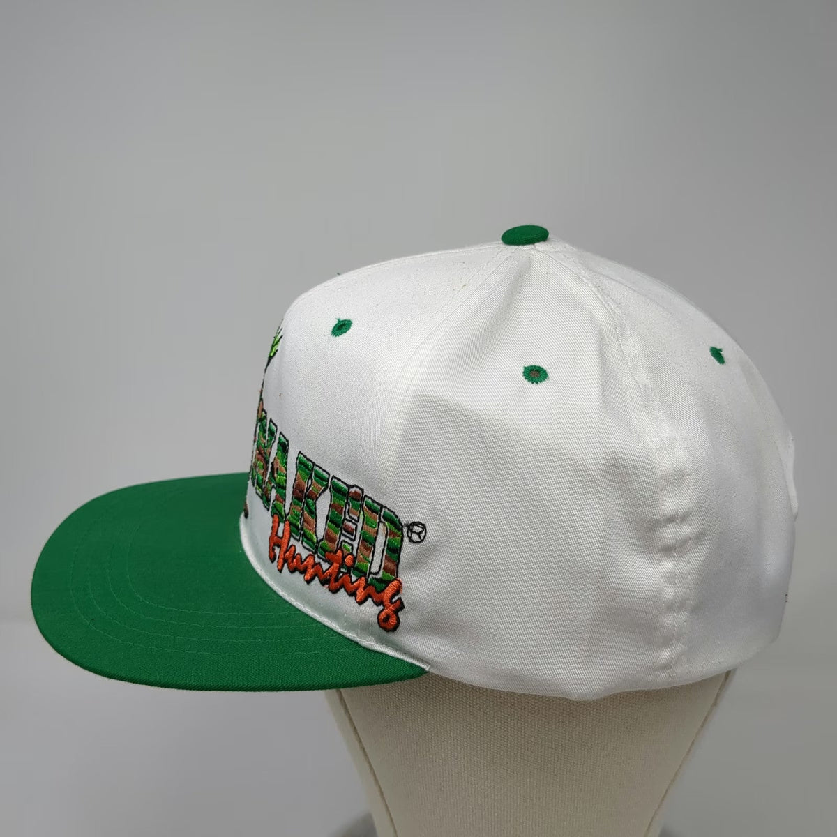 Iko Snapback Hat White Green One Size Butt Naked Hunting Novelty Graphic Camo