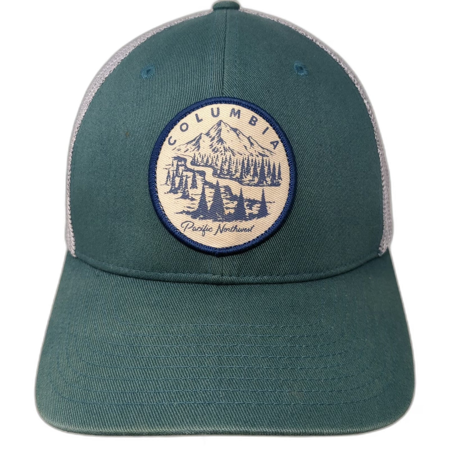 Columbia Baseball Cap Green XL Fitted Mesh Pacific Northwest Mountain Hat