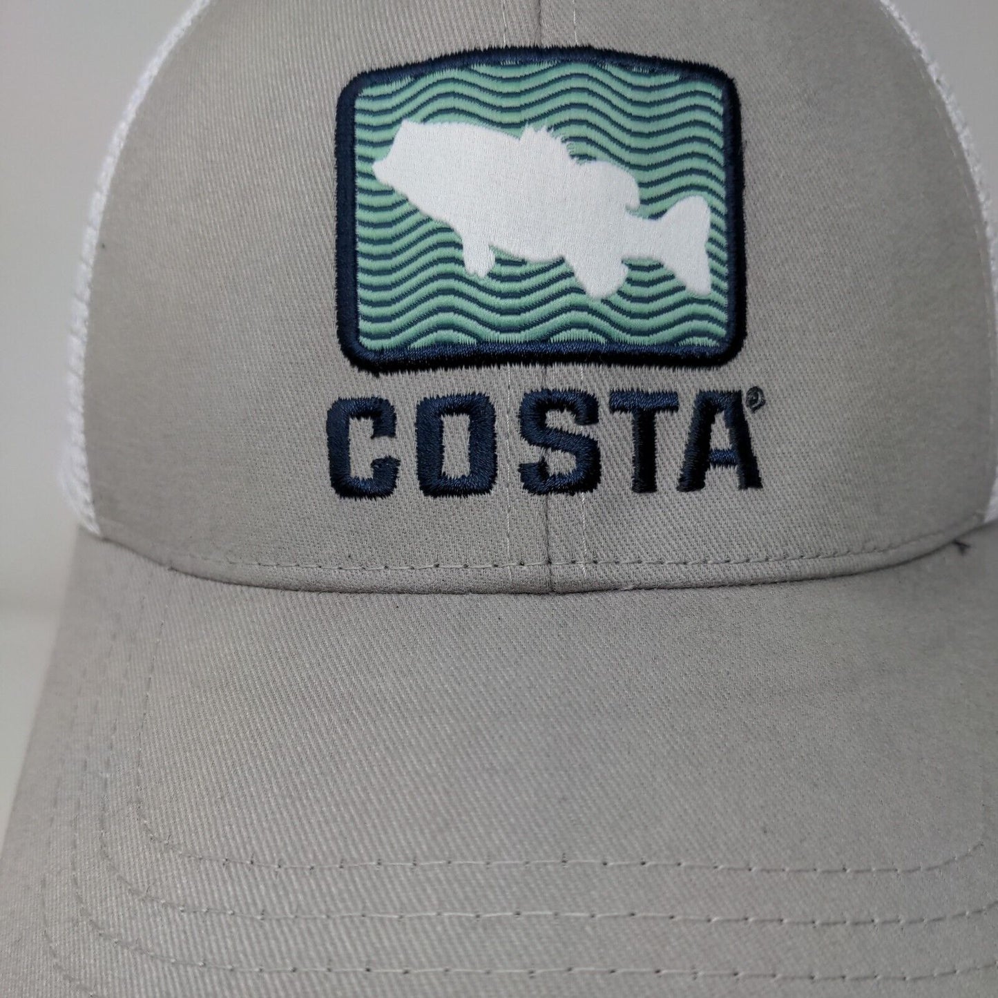 Costa Del Mar Snapback Trucker Hat Gray OS Adjustable Embroidered Mesh Back