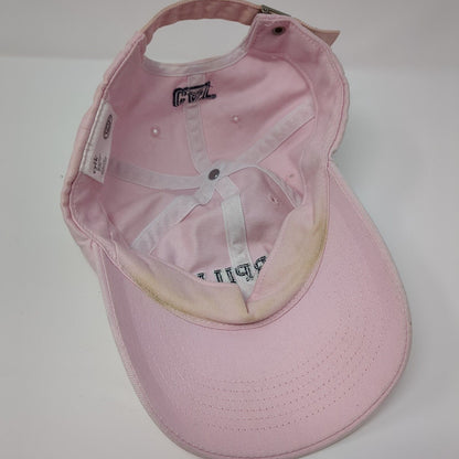 Caterpillar Slideback Hat Pink OSFM Adjustable Embroidered Vented Holes 6 Panel