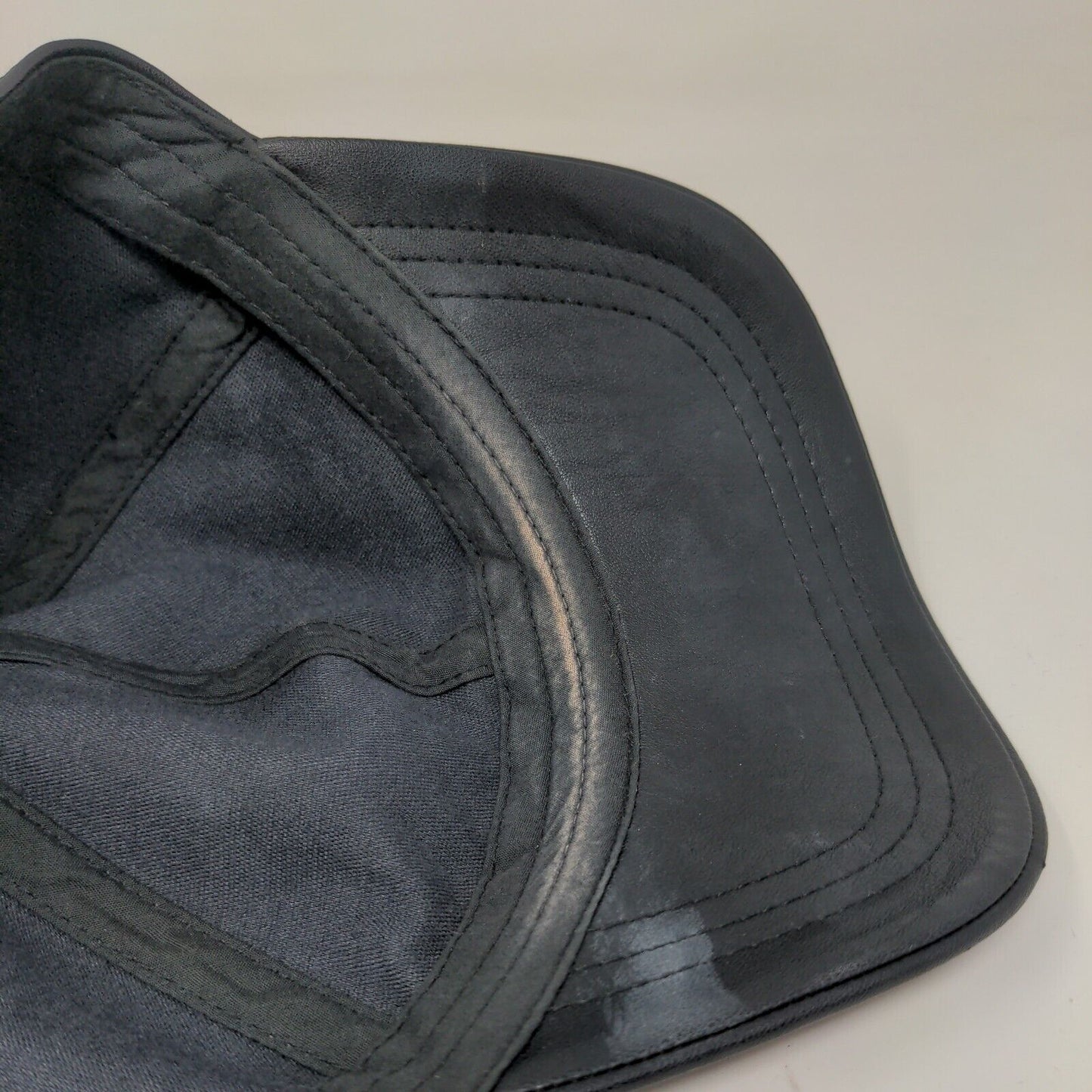 A New Day Faux Leather Slideback Hat Black One Size 6 Panel Blank