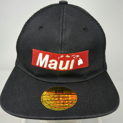 100% Kamaaina Trucker Hat Black One Size Maui Hawaii Islands 808 Mesh Snapback