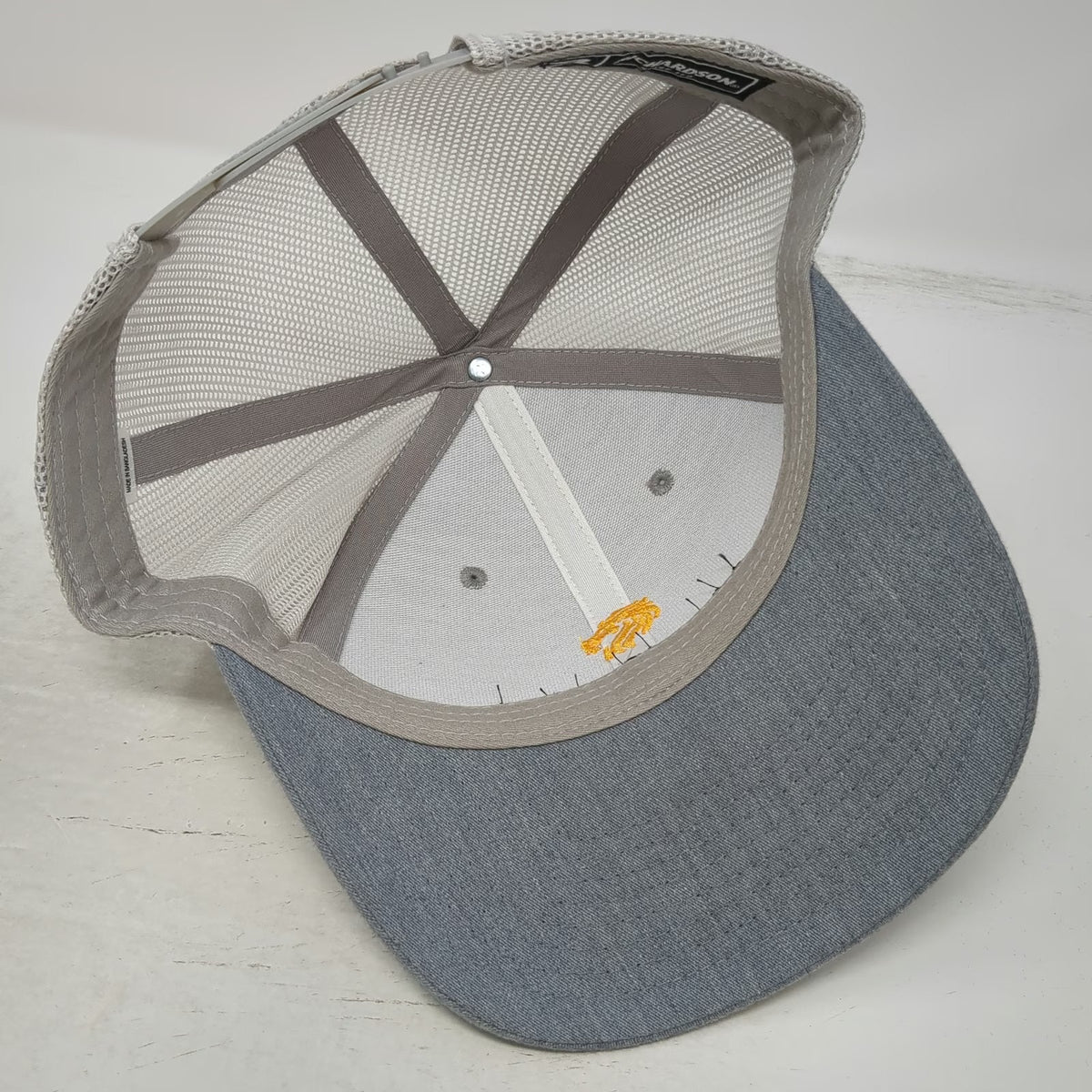 Richardson 112 Trucker Hat Gray OSFM Lions Den Real Estate Logo Snapback Mesh