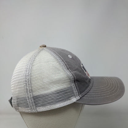 USA Flag Strapback Hat Gray One Size Adjustable Patriotic Mesh Back Polyester