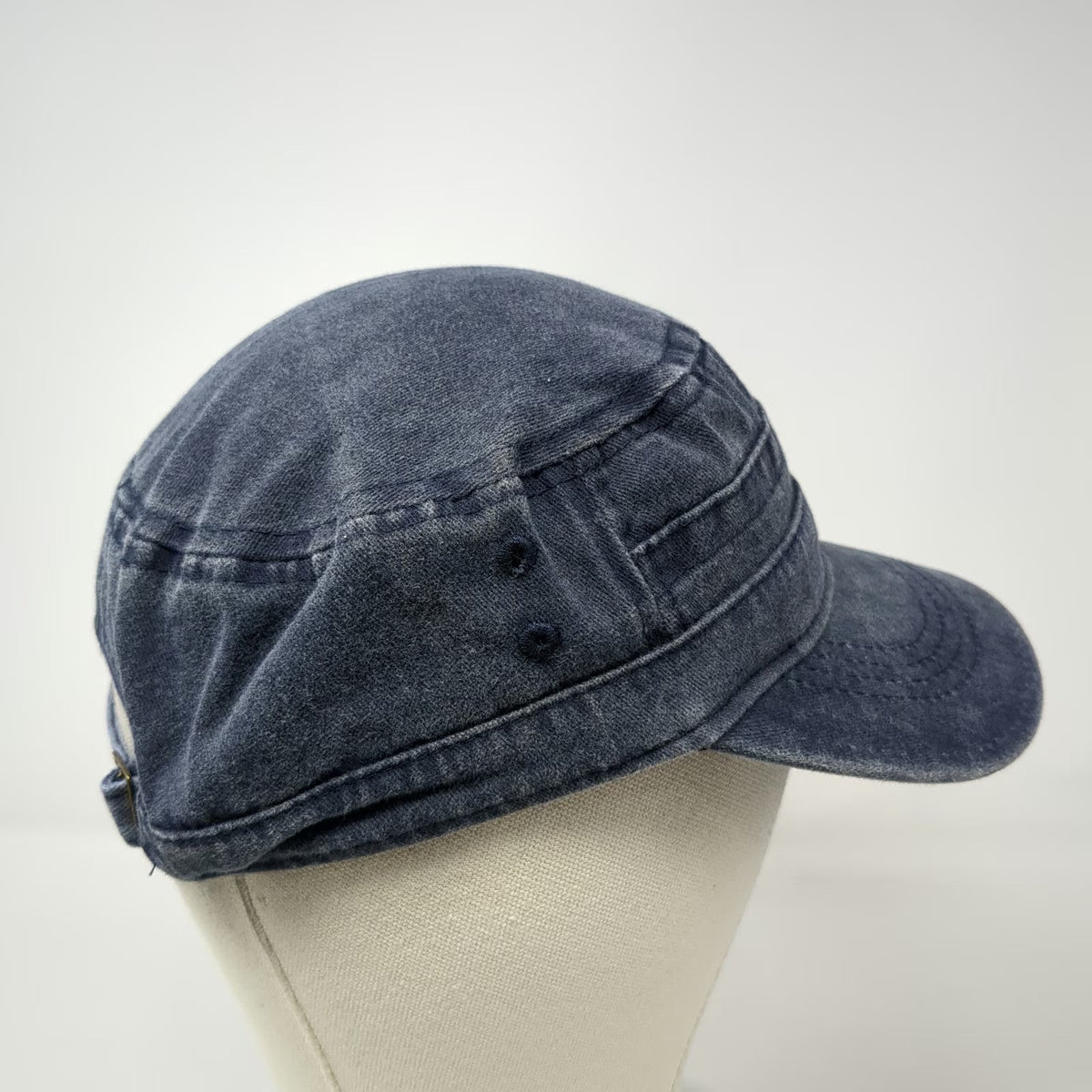 Army Cap Blue One Size Faded Denim Adjustable Slideback Military Style Cadet Hat