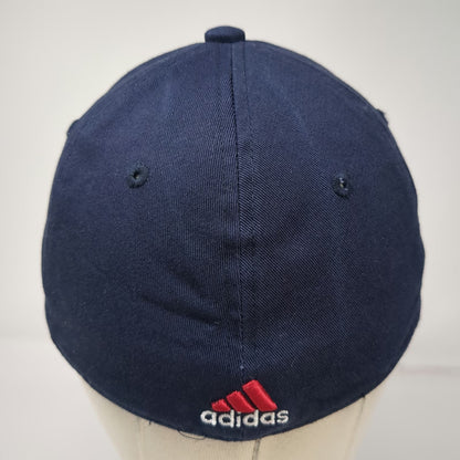 Adidas Baseball Cap Blue M Climalite Stretch Fit Embroidered Logo 6 Panel Hat