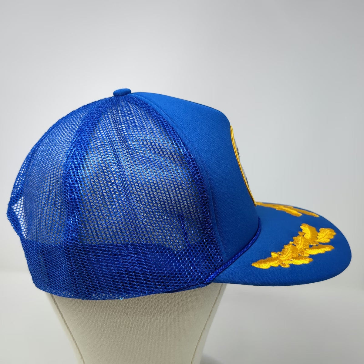 A.C.E. Alaska Trucker Hat Blue One Size Scrambled Eggs Polar Bear Patch Mesh