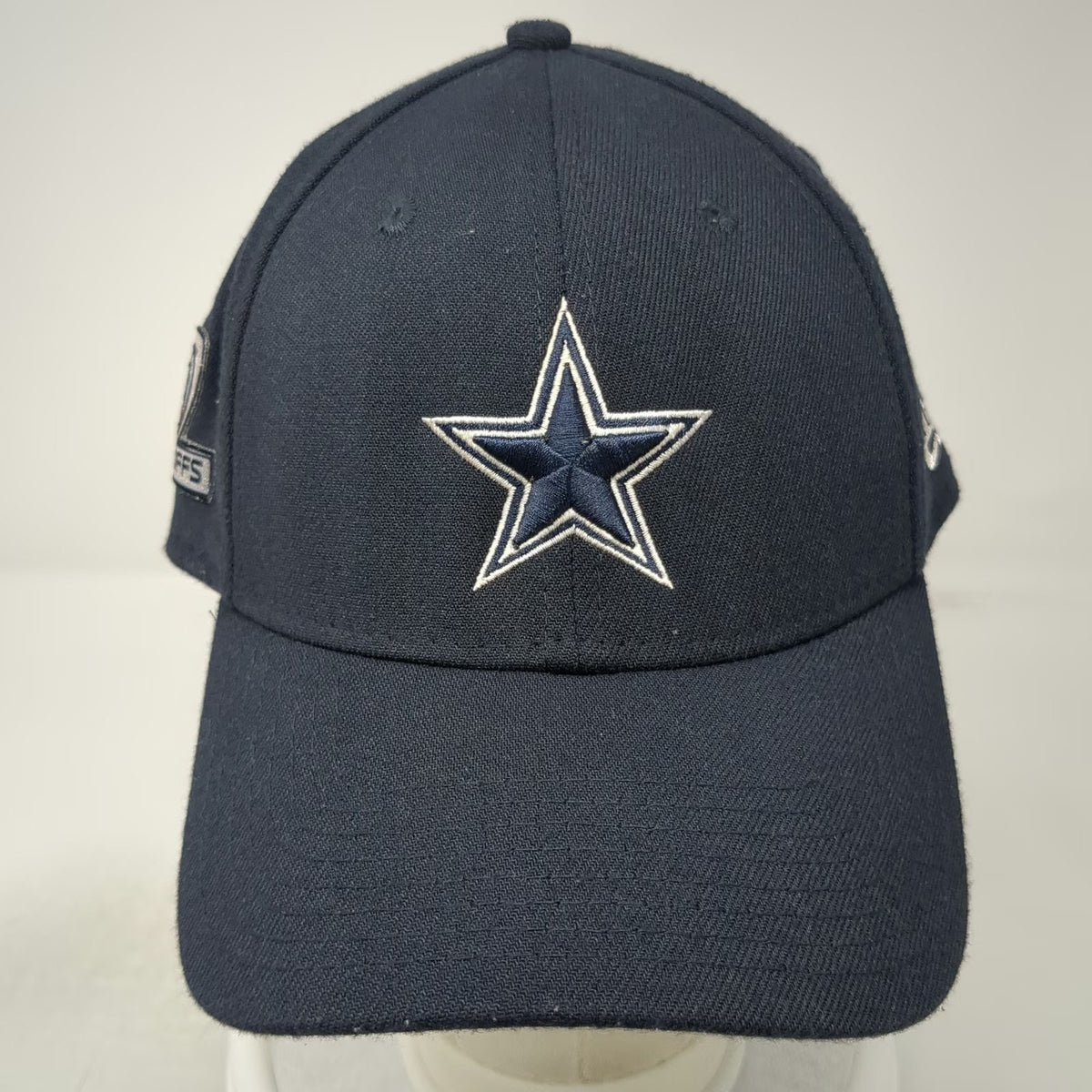 Dallas Cowboys NFL New Era Blue Cap XL Playoffs Patch 39THIRTY Stretch Fit Hat