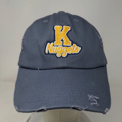 District Men's Slideback Hat Blue Embroidered K Nuggets Logo Distressed Cotton