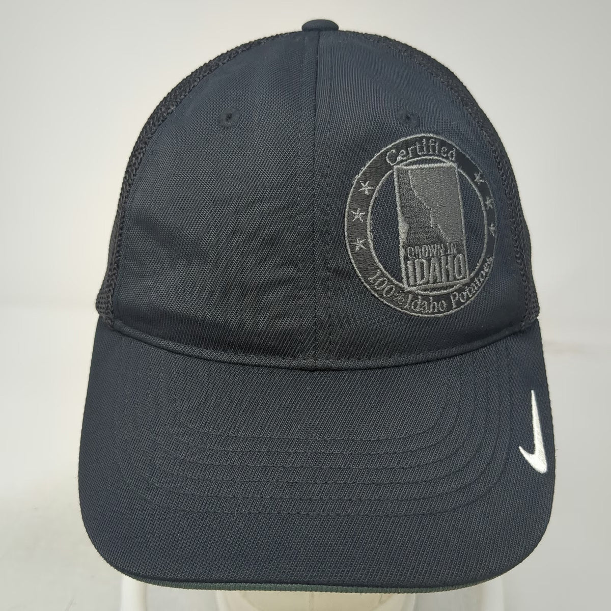 Nike Golf Baseball Cap Black M Idaho Potatoes Mesh Back Flexfit Hat Swoosh