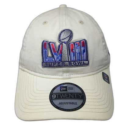 New Era NFL Super Bowl LVIII 9TWENTY Hat Beige OSFM Cap Adjustable Silver Blue