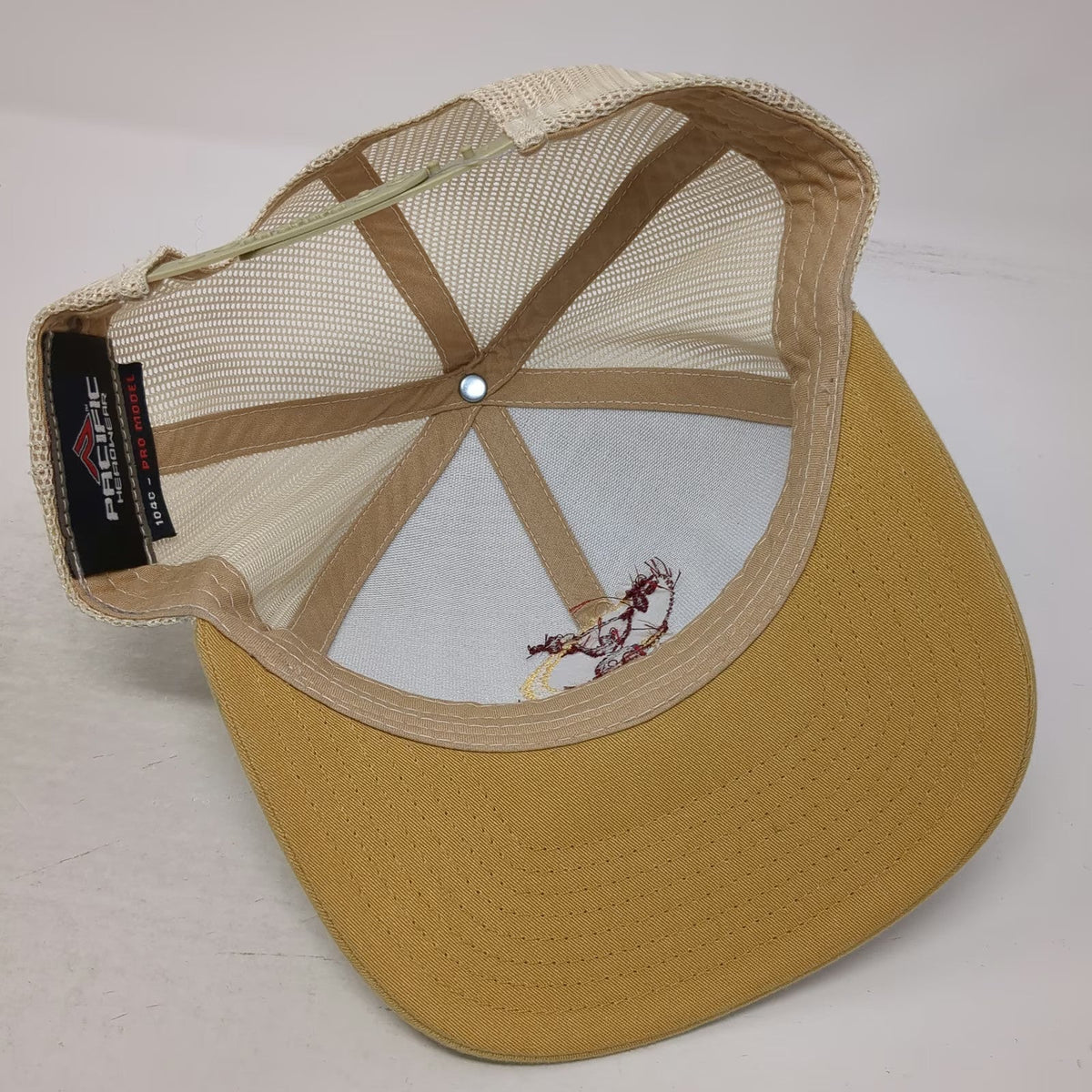 Pacific Headwear Trucker Hat Blue Gold One Size Fitness Mesh Snapback Barbell