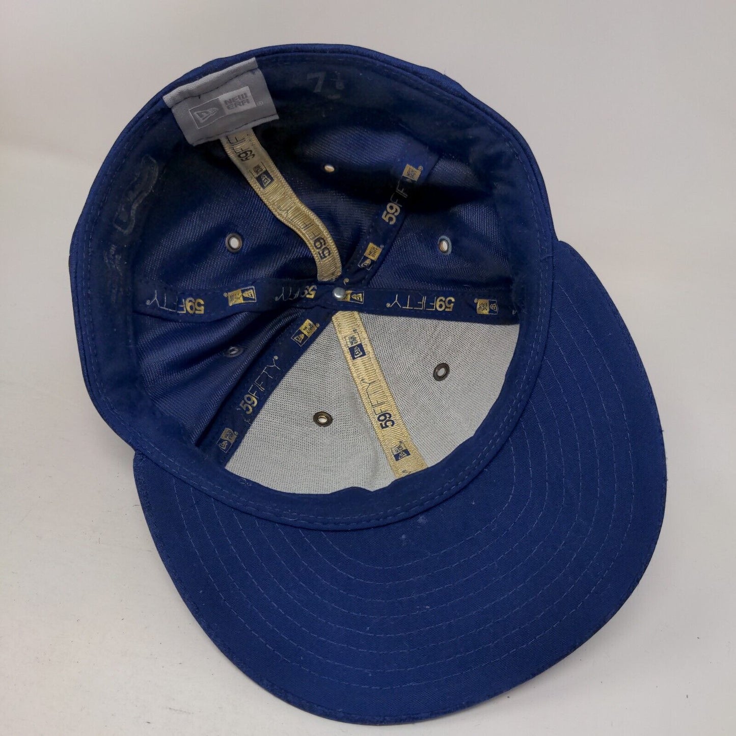 MLB LA Dodgers Fitted Hat Blue Size 7 1/8 Embroidered Logo New Era 59Fifty