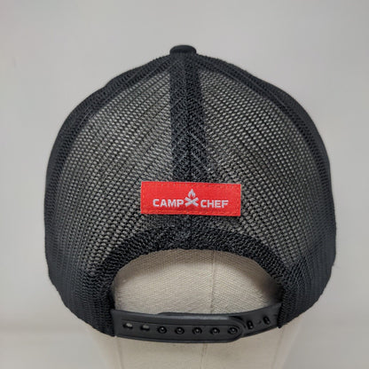 Camp Chef Leather Patch Snapback Trucker Hat Black OSFA Mesh Back