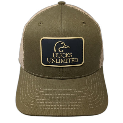 Ducks Unlimited Trucker Hat Green Beige Black One Size Snapback Mesh Back