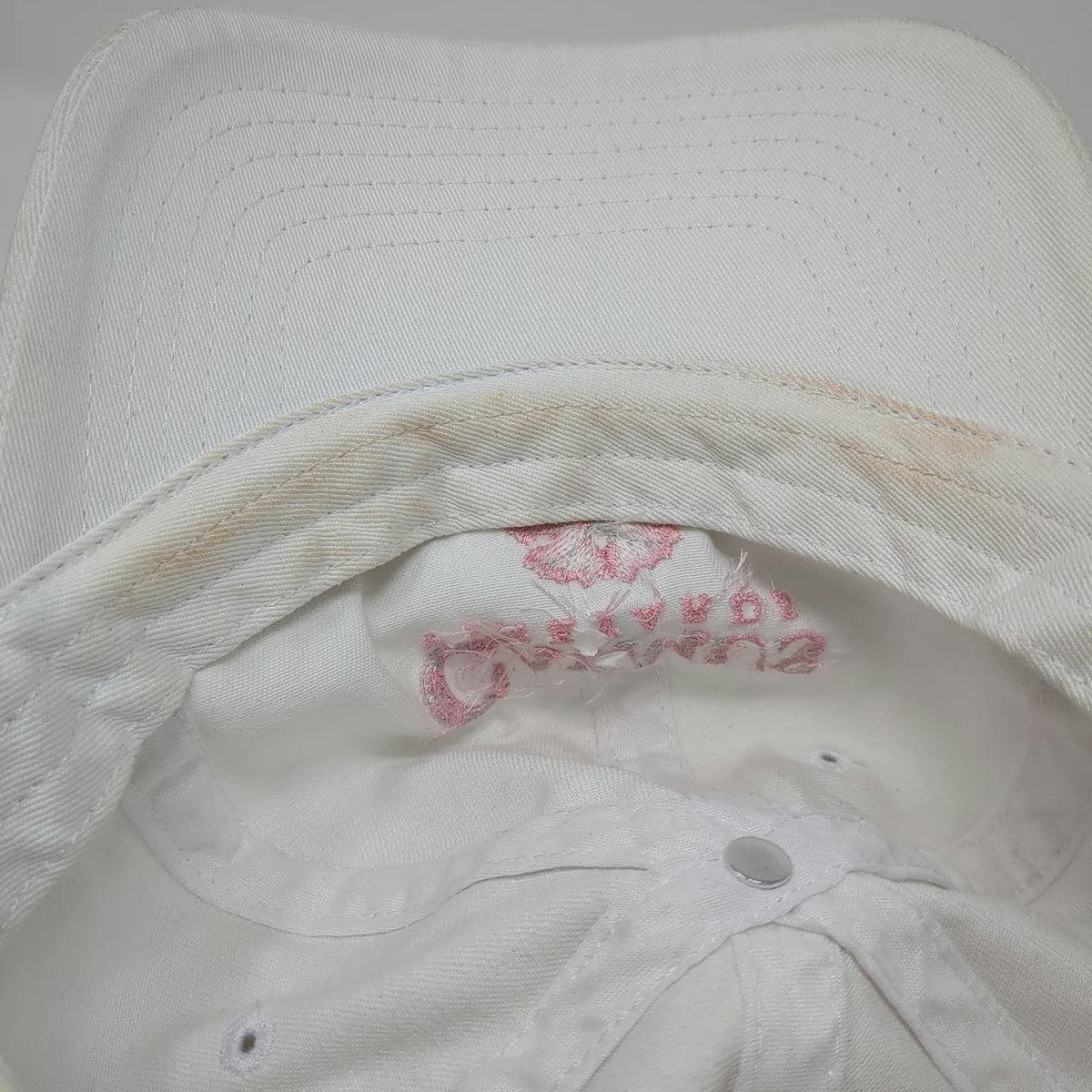 basecamp Baseball Cap White One Size Caymus Vineyards Embroidered Pink Leaf Hat