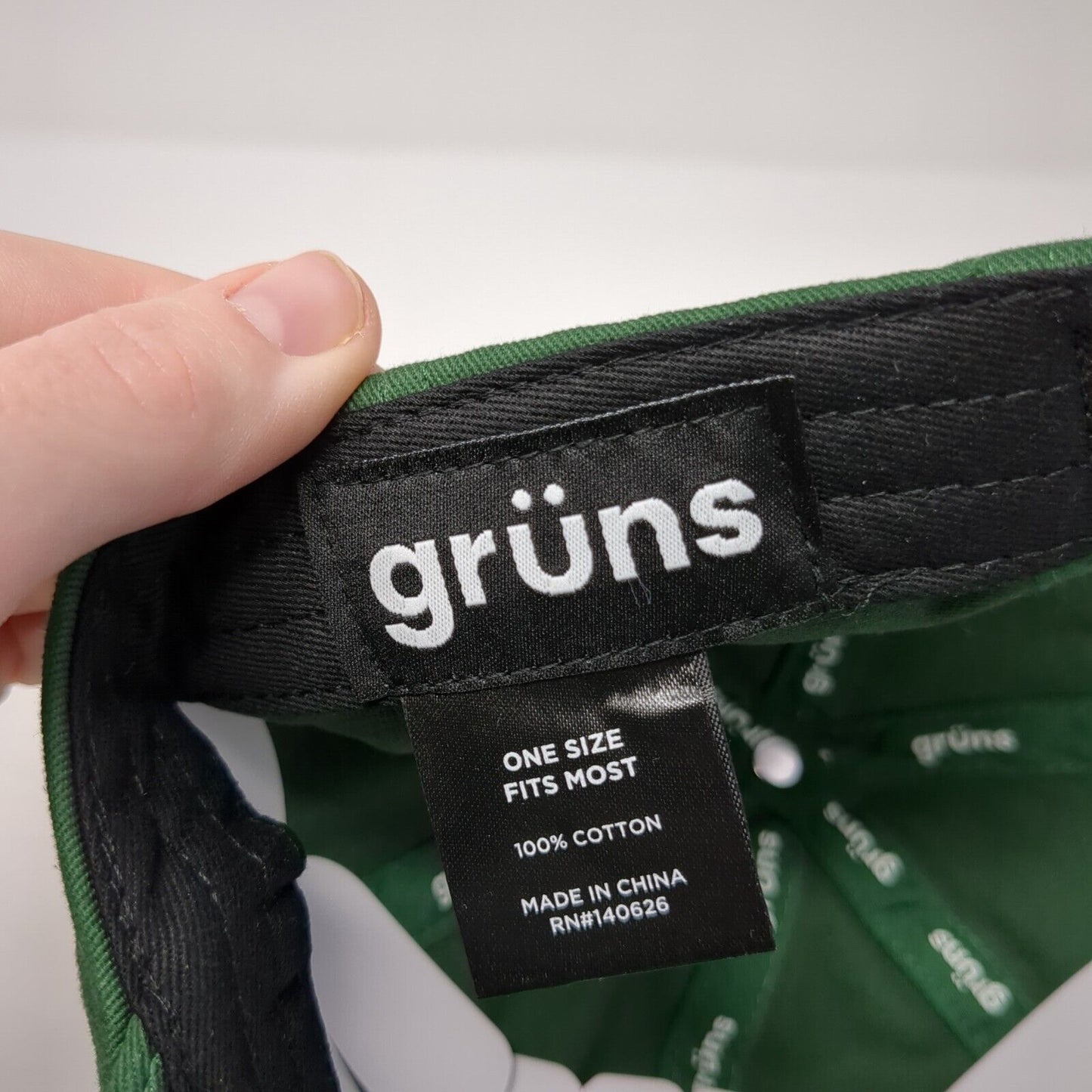 Gruns Slideback Hat Green One Size Embroidered Logo Adjustable 6 Panel