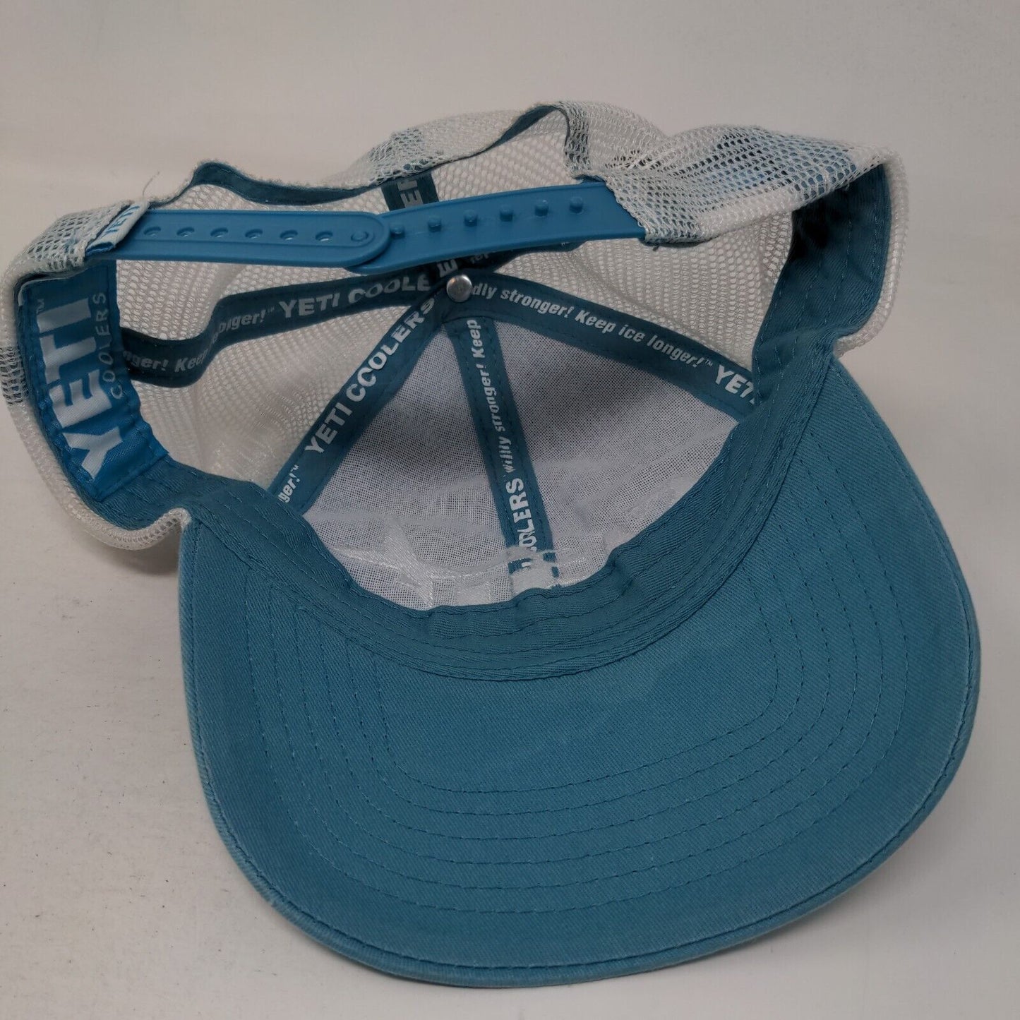 Yeti Coolers Snapback Mesh Back Trucker Hat Blue One Size Embroidered