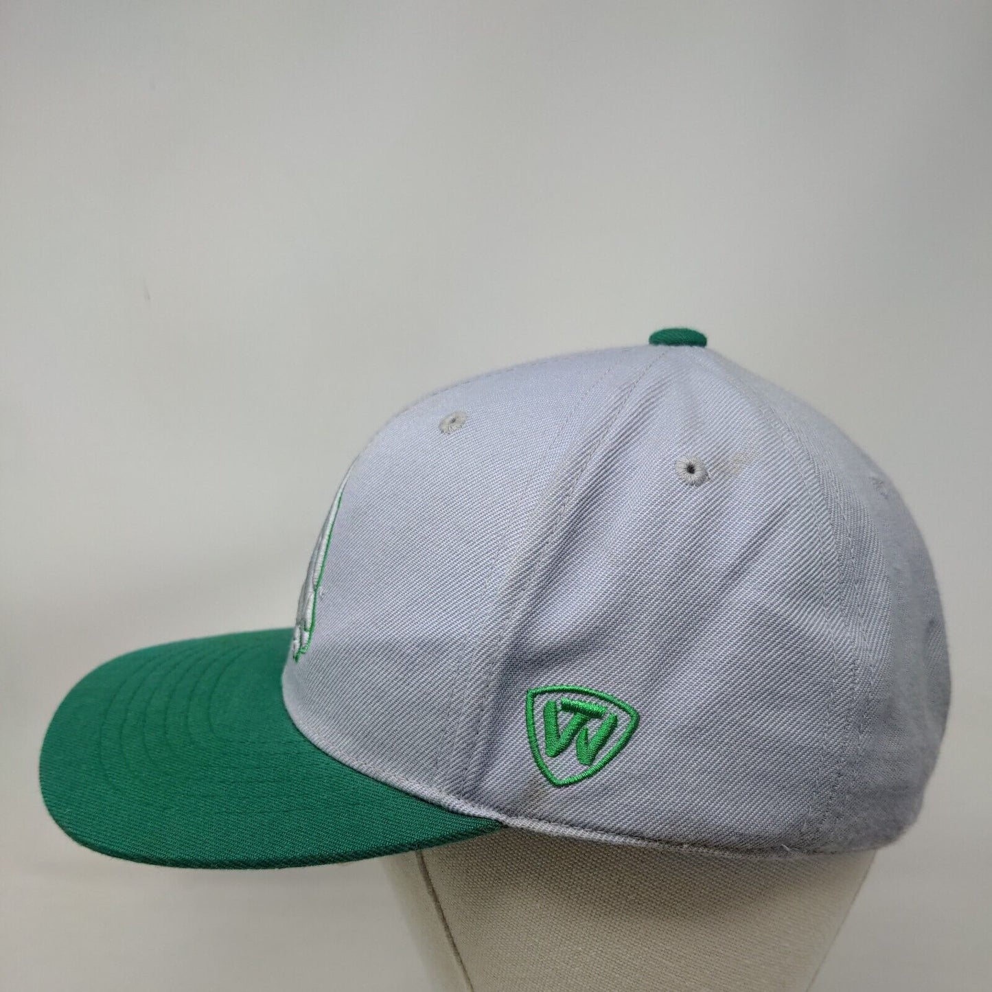 North Texas Mean Green Fitted Hat Gray Green Size 7 3/8 Eagle Logo NCAA