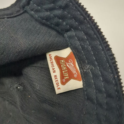 American Needle Miller High Life 5 Panel Black Hat One Size Corduroy Snapback