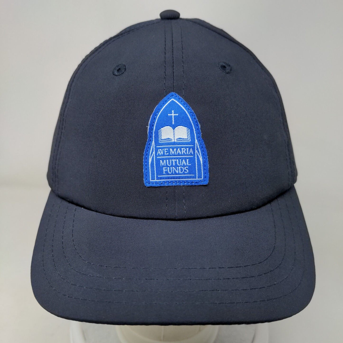 Ave Maria Mutual Funds Patch Strapback Hat Blue One Size Laser Cut