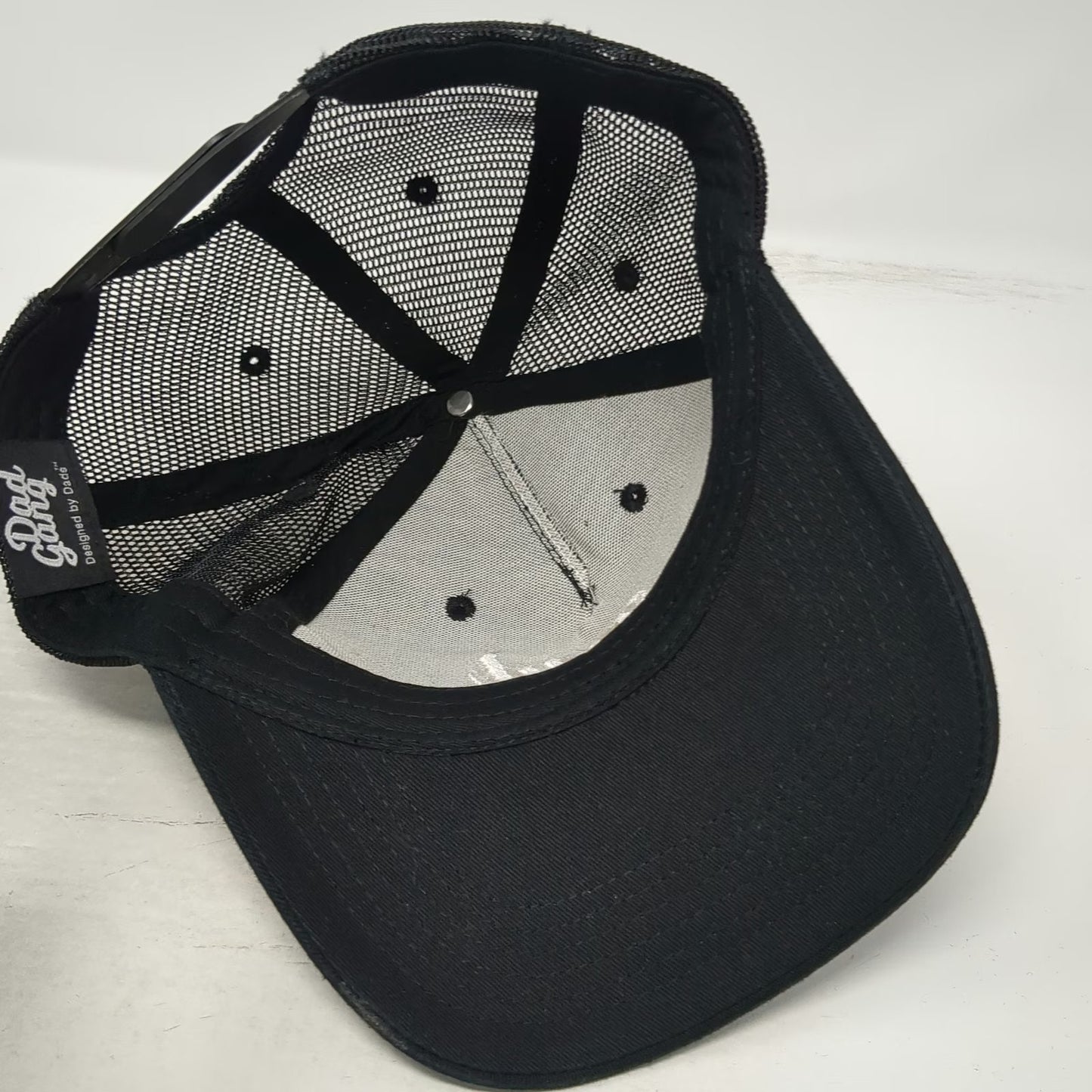 Dad Gang Trucker Hat Black One Size Mesh Snapback IYKYK Script Logo Embroidery