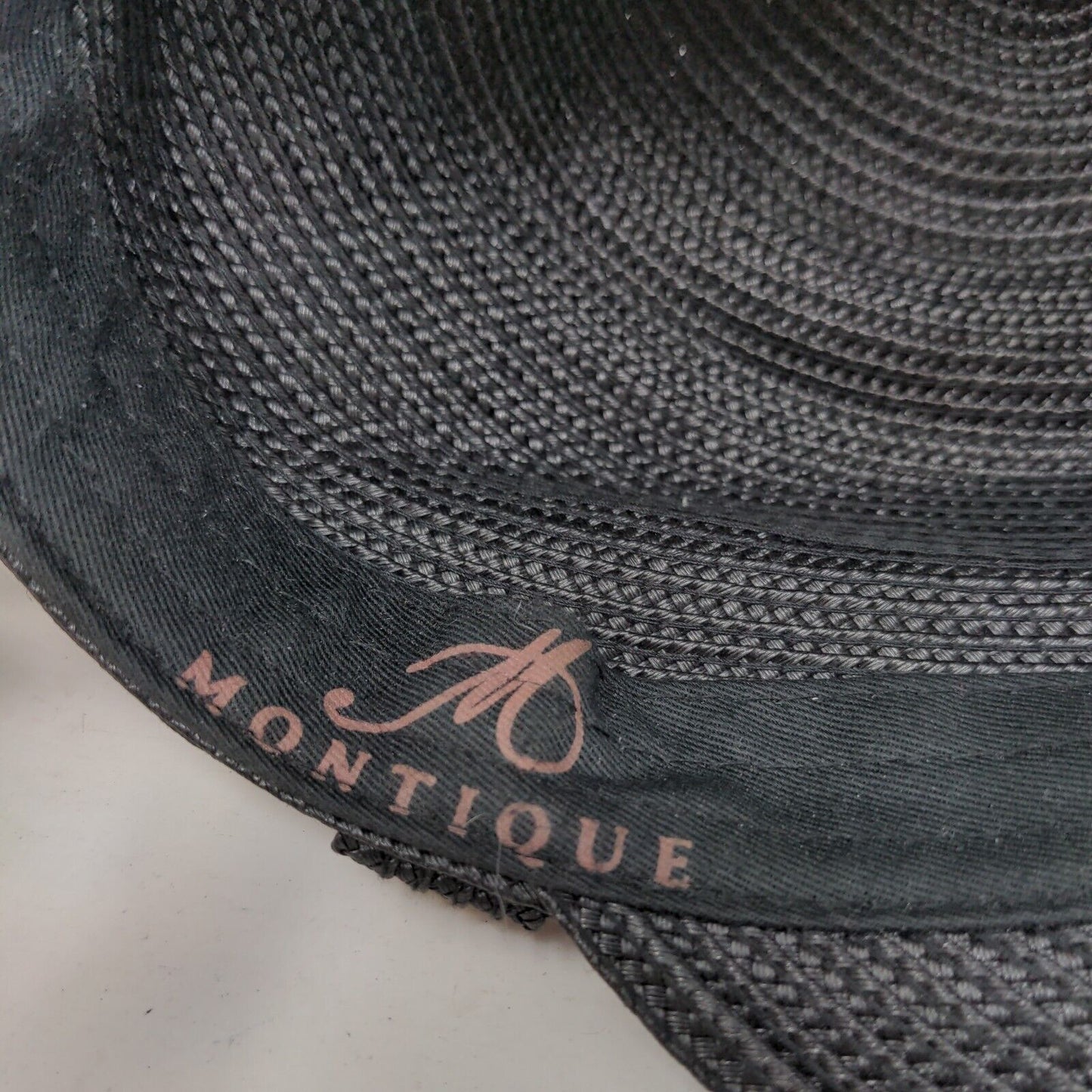 Montique Sun Hat Straw Hat Black Large Soft Brim Outdoor Wide Brim